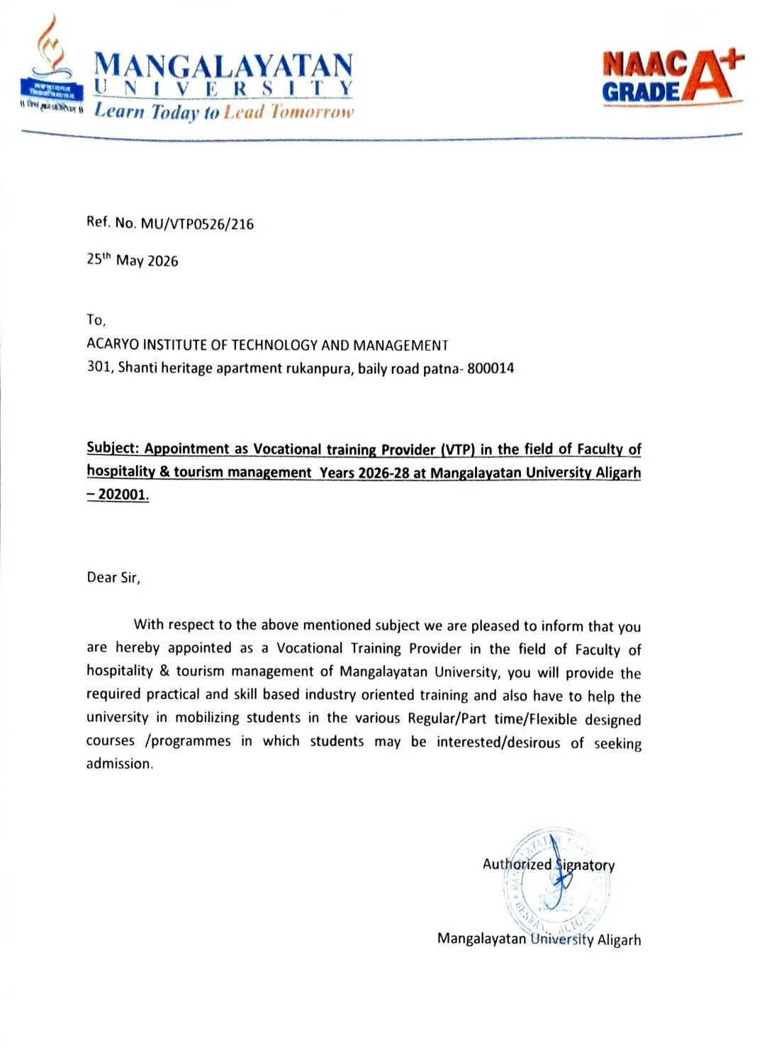 Collaboration Letter